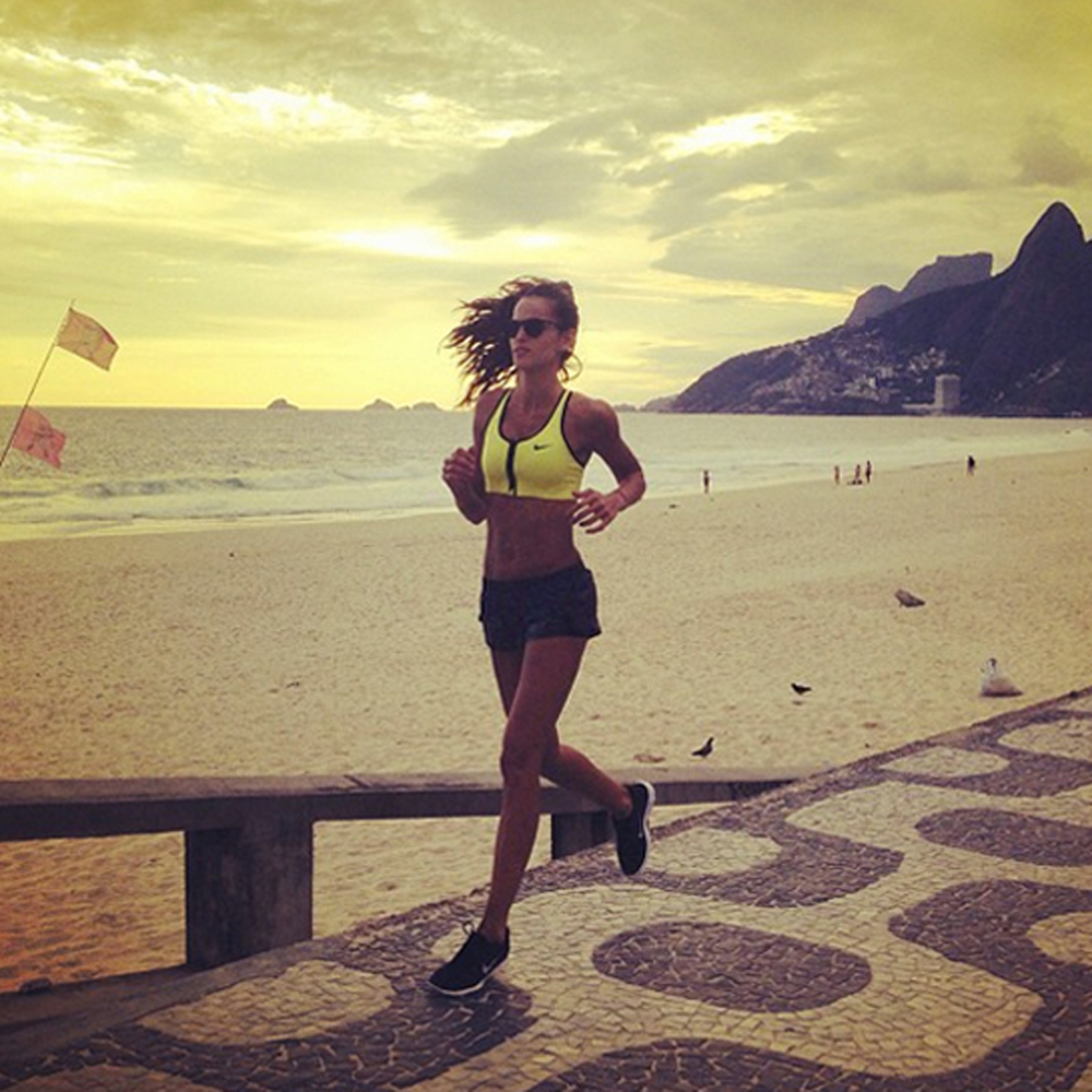 Woman running on a beach