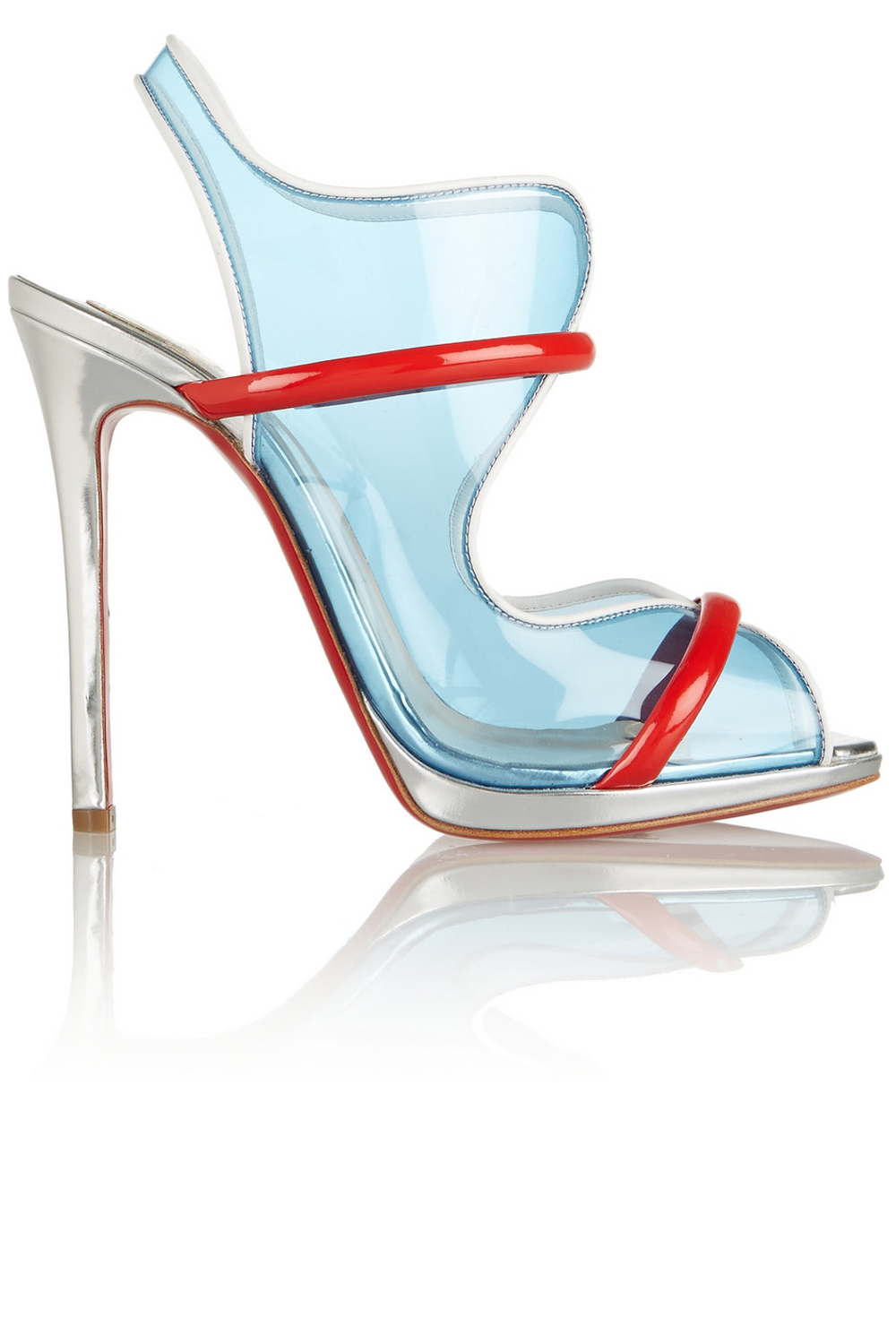 Christian Louboutin Aqua Ronda Leather And PVC Sandals Christian Louboutin Aqua Ronda Leather And PVC Sandals