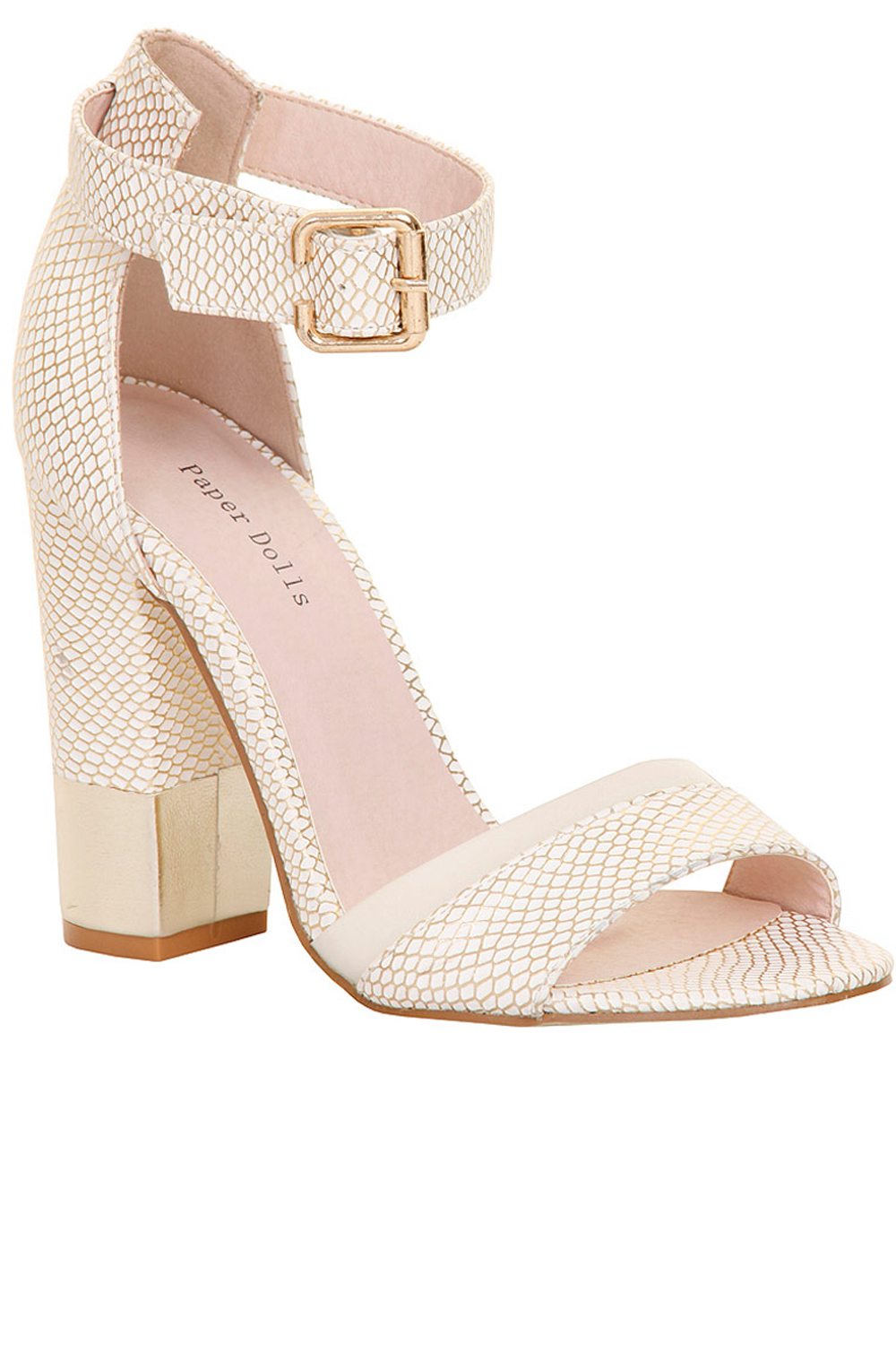 Dorothy Perkins White Snakeskin Peep Toe Block Heels Dorothy Perkins White Snakeskin Peep Toe Block Heels