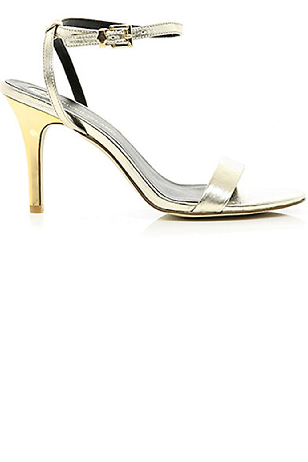 River Island Gold Barely There Mid Heel Sandals River Island Gold Barely There Mid Heel Sandals