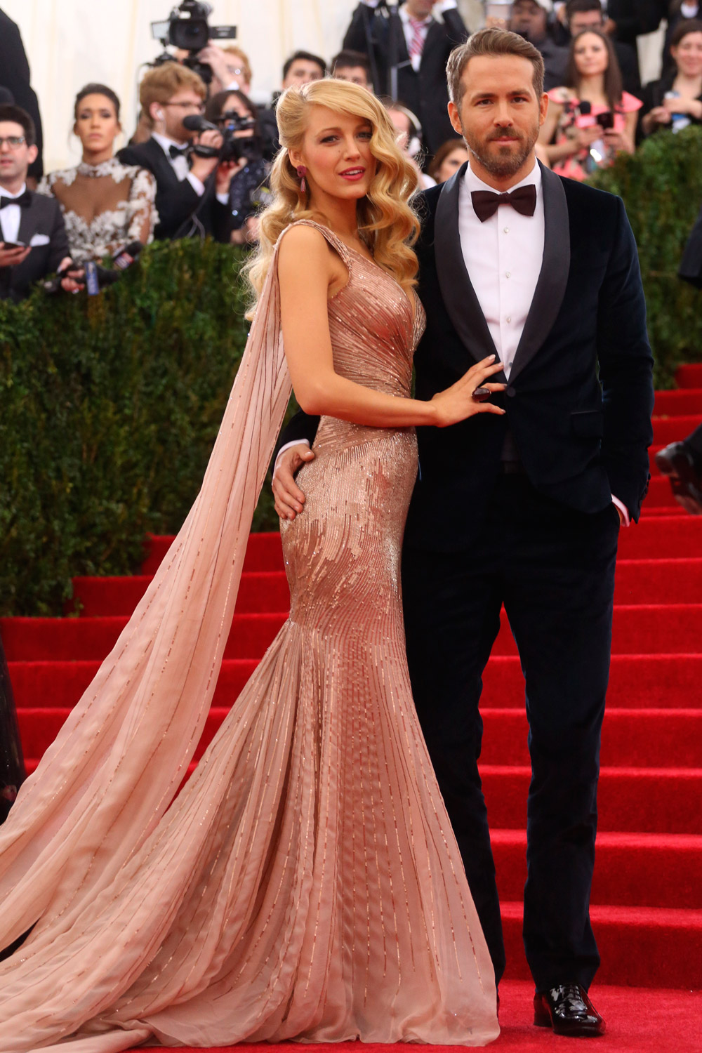 Blake Lively and Ryan Reynolds wearing Gucci at the Met Ball 2014