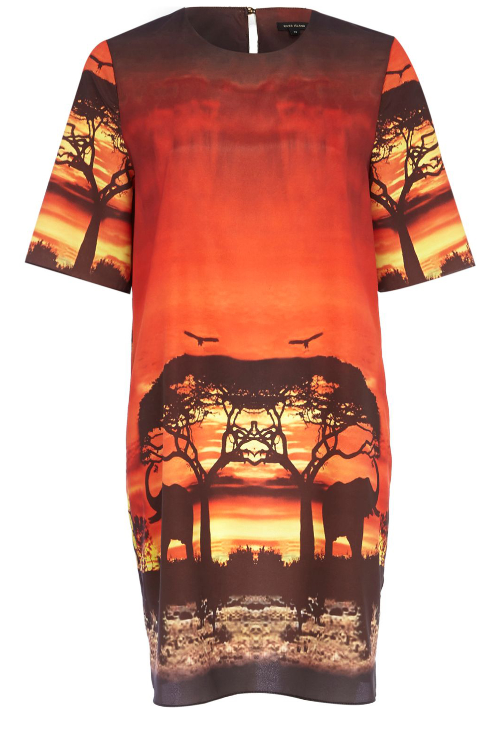 River Island Orange Sunset Print T-Shirt Dress River Island Orange Sunset Print T-Shirt Dress