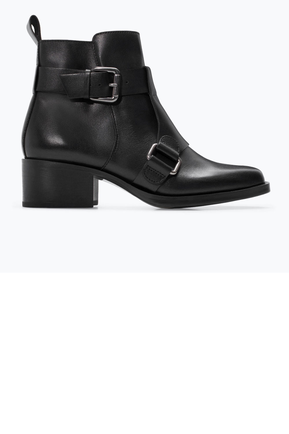 Zara Leather Mid Heeled Buckled Bootie 79 Zara Leather Mid Heeled Buckled Bootie 79