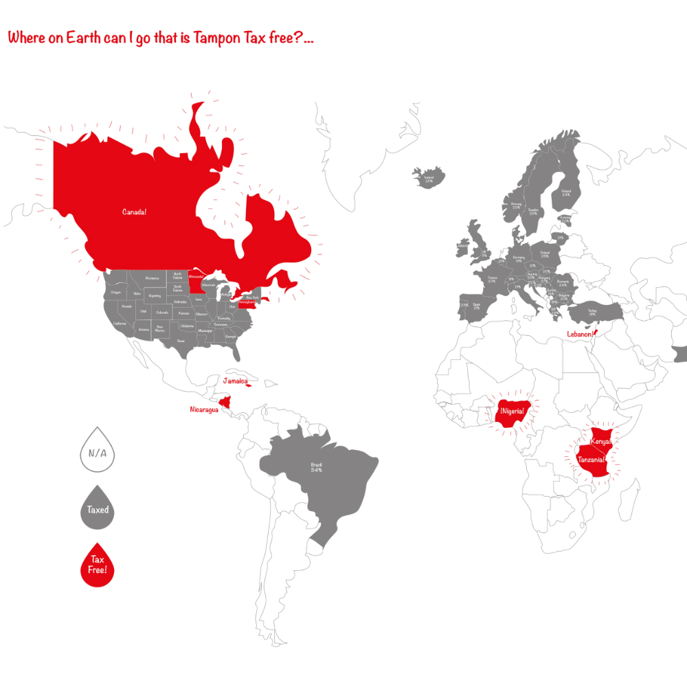 Currently only seven countries and five states sell tax free feminine ...